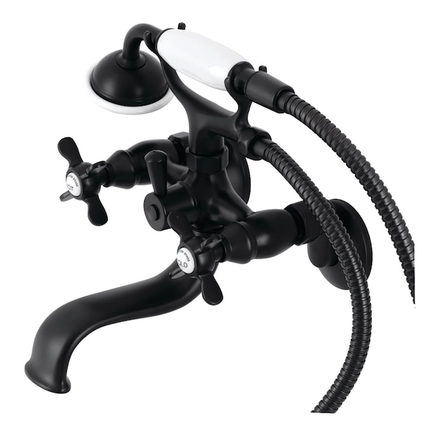 Kingston Brass KS245MB Tub Wall Mount Clawfoot Tub Faucet with Hand Shower, Matte Black KS245MB - main
